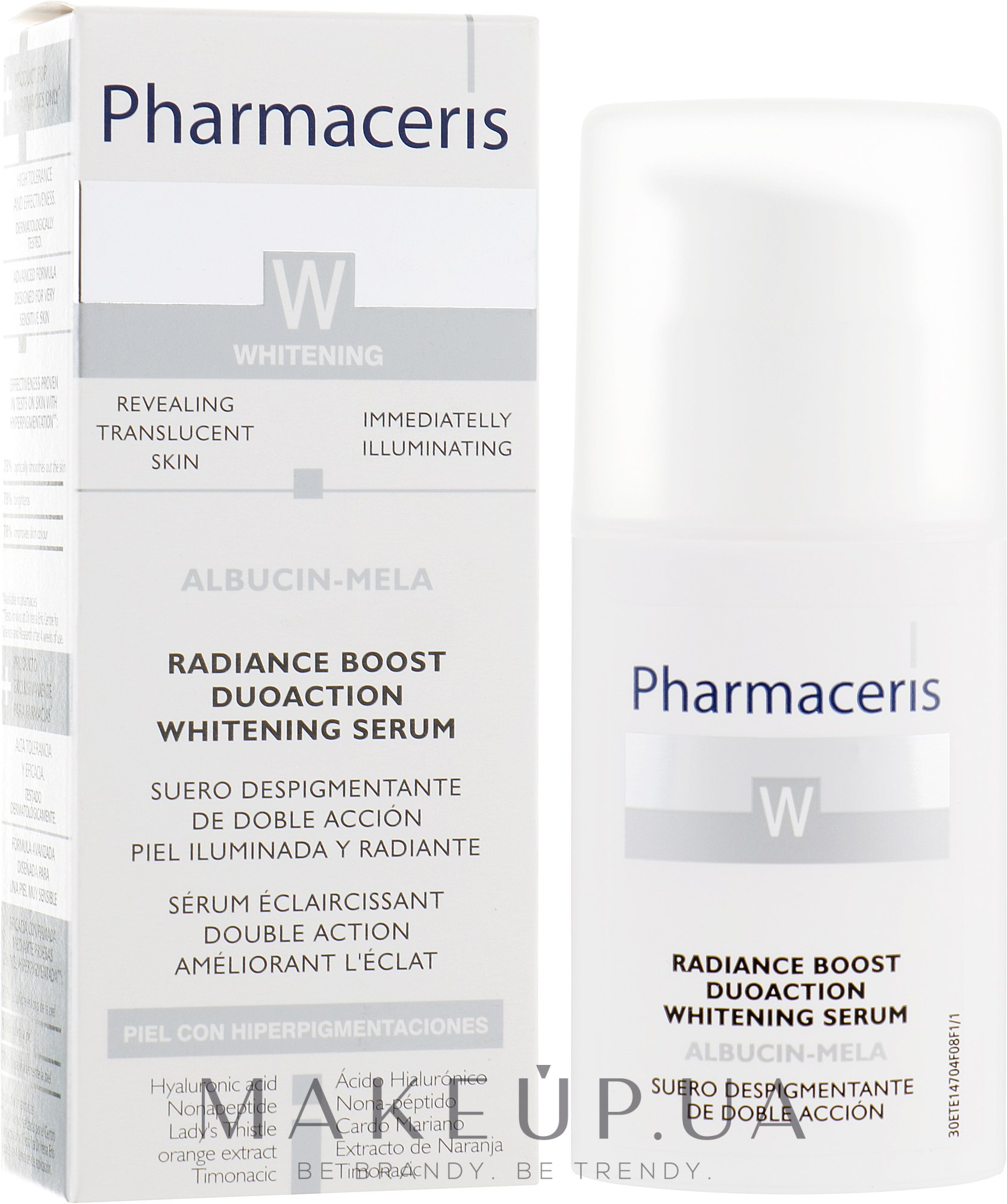 Інтенсивна відбілювальна сироватка для обличчя - Pharmaceris W Radiance Boost Duoaction Whitening Serum — фото 30ml