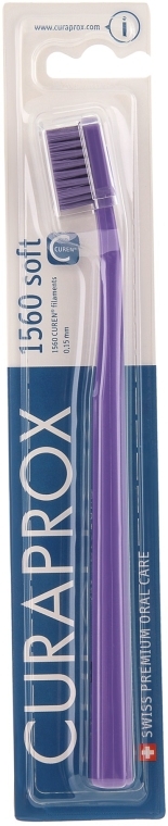 Зубная щетка CS 1560 Soft, D 0,15 мм, фиолетовая, фиолетовая щетина - Curaprox