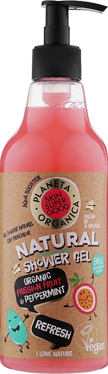 Гель для душу - Planeta Organica Skin Super Food Refresh Shower Gel Organic Passion Fruit & Peppermint