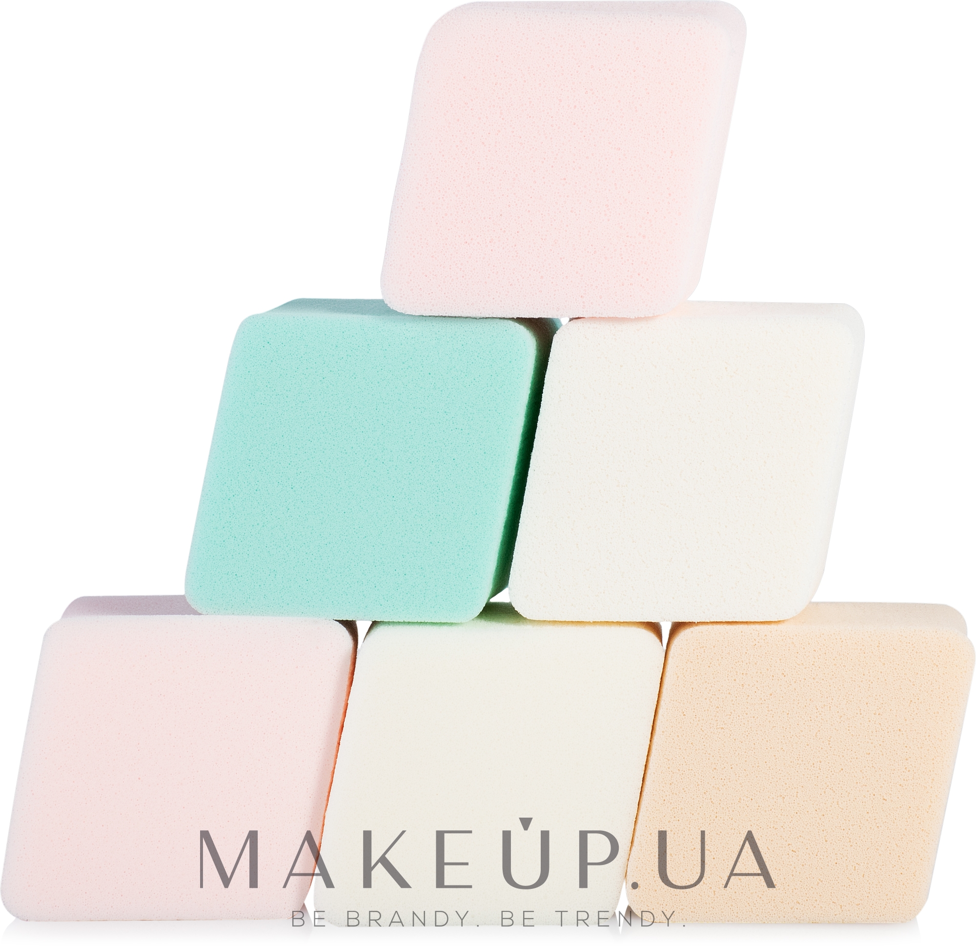 Спонж для макияжа косметический, S-107, розовые + желтые - Zauber — фото 6шт