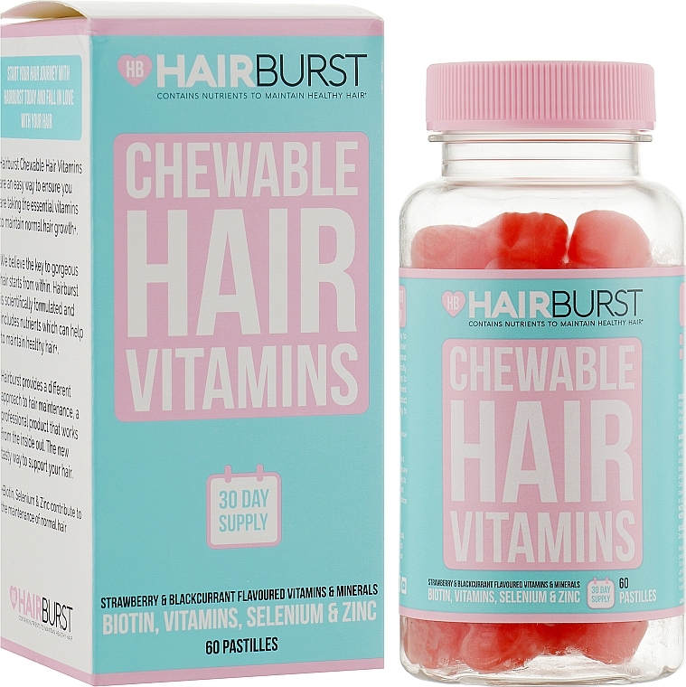 УЦІНКА Жувальні вітаміни для росту та зміцнення волосся - Hairburst Chewable Hair Vitamins * — фото N2