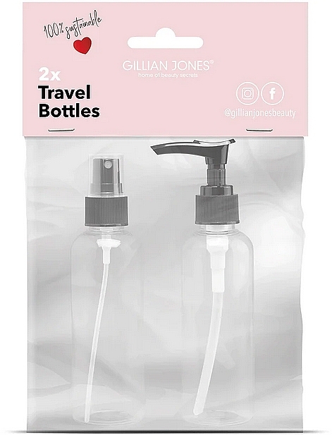 Пляшечка пластикова, з розпилювачем і дозатором, 2 шт. - Gillian Jones Travel Size Bottles 100 ml — фото N1