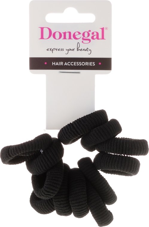 Резинки для волосся маленькі, 12 шт., чорні - Donegal — фото N1