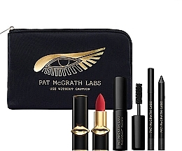 Парфумерія, косметика Набір для макіяжу - Pat McGrath Classic Makeup Bag & Mini Essentials Trio (lipstick/1.2g + eye/pen/0.8g + mascara/5ml + bag)