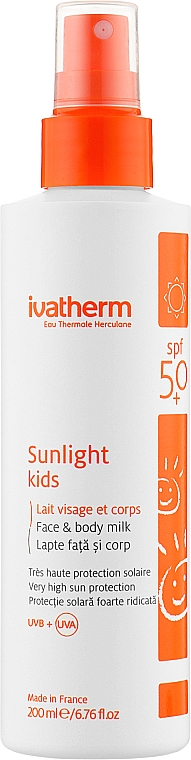 Солнцезащитное молочко для детей SPF 50 - Ivatherm Sunlight Kids Face & Body milk Spf 50