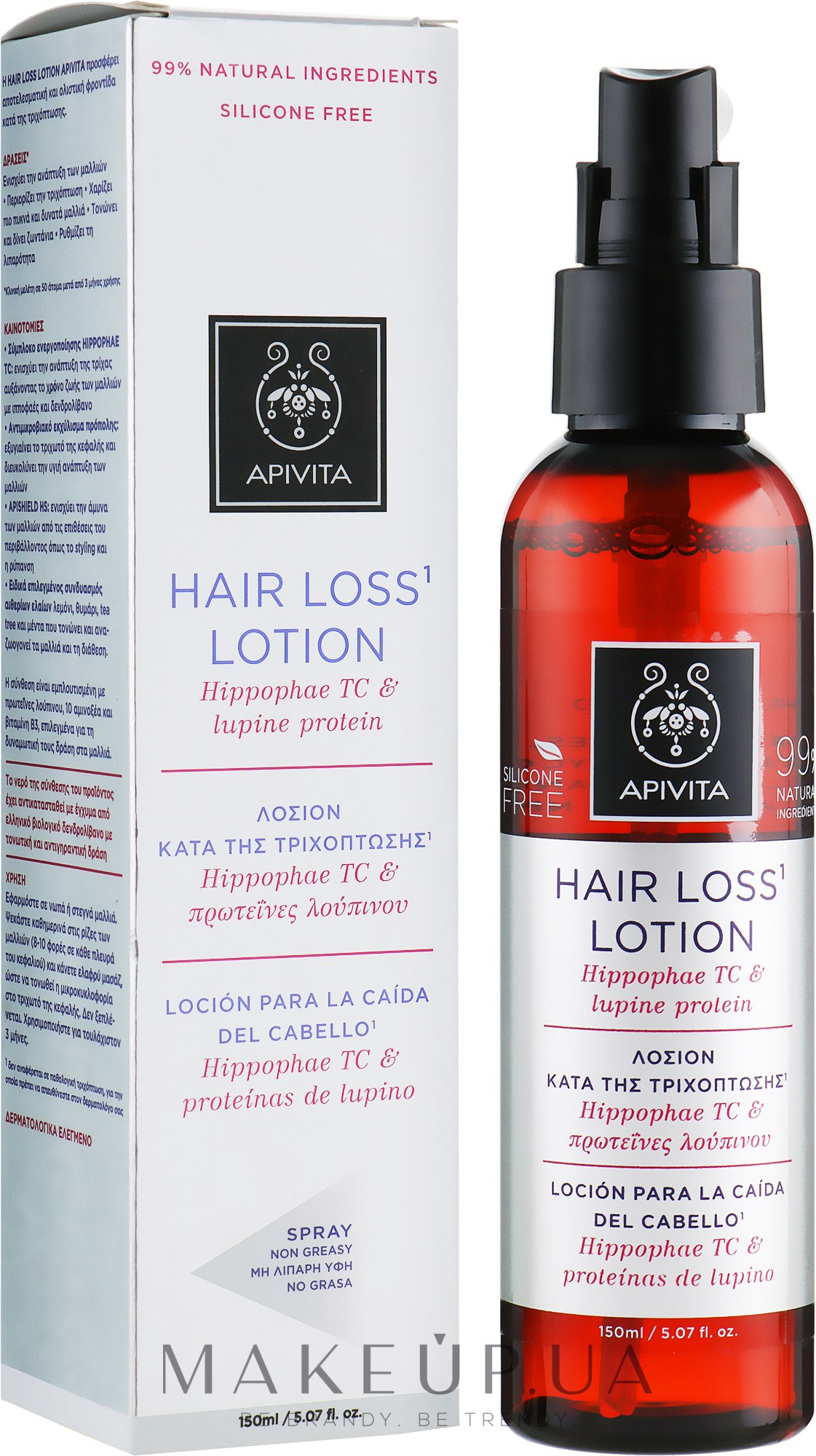 Лосьон от выпадения волос с облепихой, люпином и протеином - Apivita Hair Loss Lotion With Hippophae Tc & Lupine Protein — фото 150ml