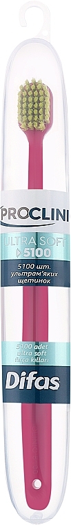 Зубная щетка "Ultra Soft" 512063, розовая с салатовой щетиной, в кейсе - Difas Pro-Clinic 5100 — фото N1