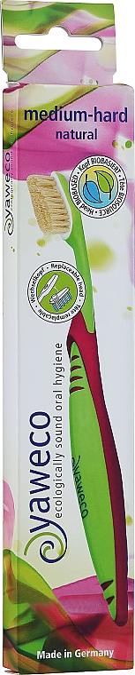 Зубная щетка со сменной головкой, розово-зеленая - Yaweco — фото N1