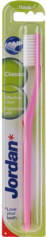 Зубная щетка с жесткой щетиной "Классик", розовая - Jordan Classic Hard Toothbrush — фото N2