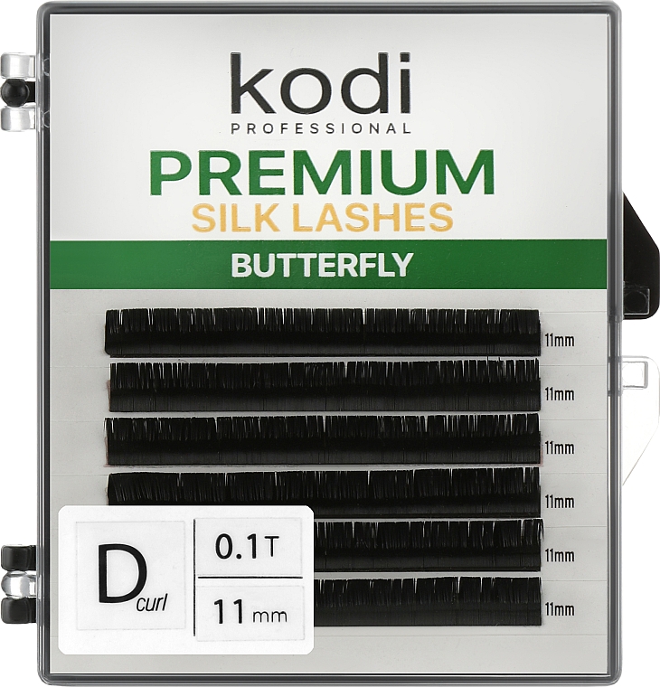 Накладні вії Butterfly Green D 0.10 (6 рядів: 11 мм) - Kodi Professional — фото N1