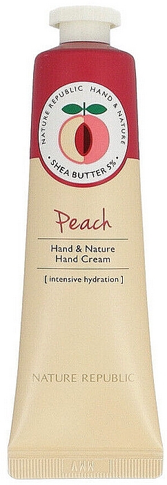 Зволожувальний крем для рук - Nature Republic Hand and Nature Hand Cream Peach — фото N1