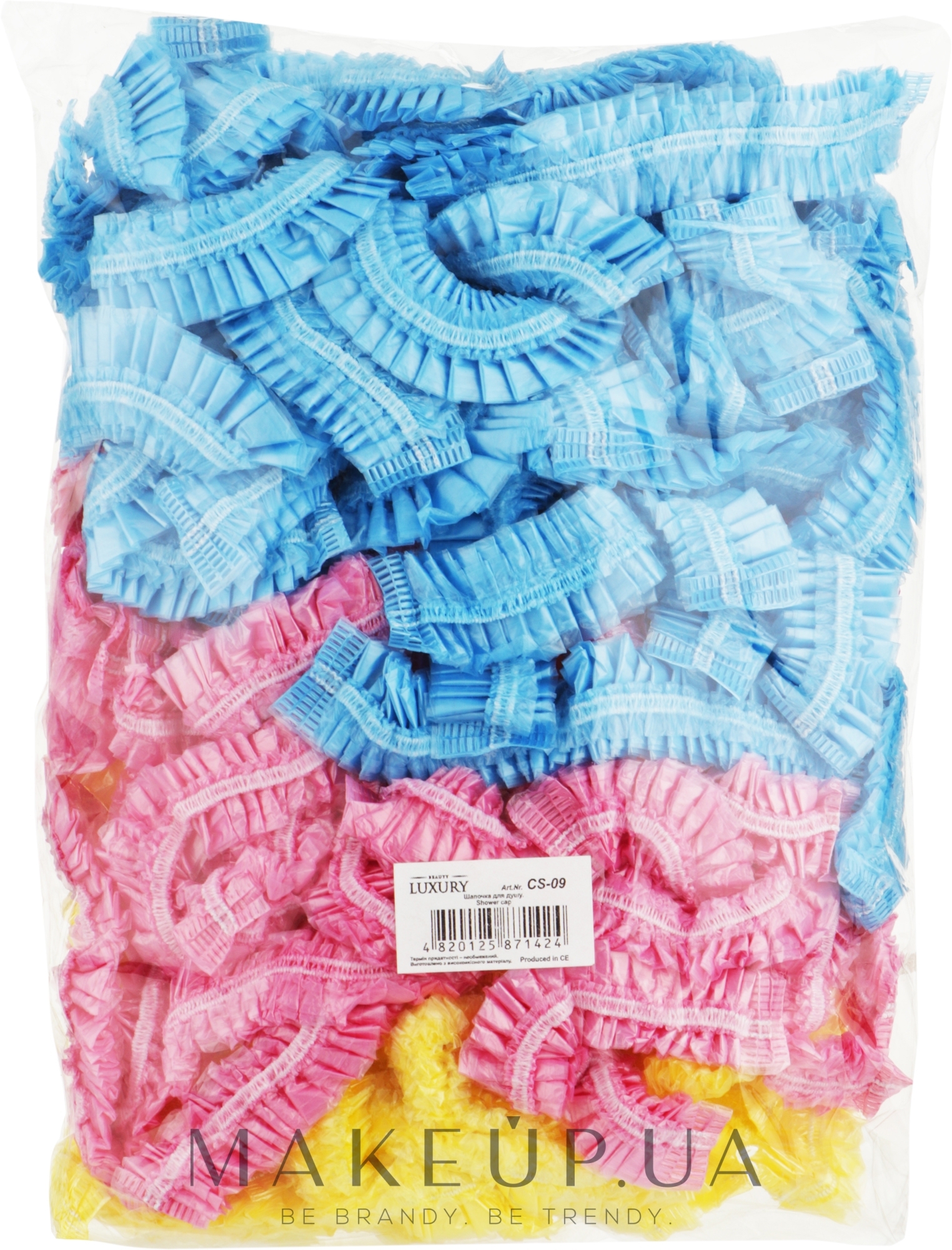 Одноразовые шапочки для душа, разноцветные, CS-09 - Beauty LUXURY — фото 100шт