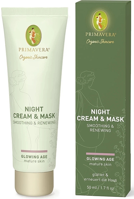 Розгладжувальна та оновлювальна крем-маска- Primavera Glowing Age Smoothing & Renewing Night Cream & Mask — фото N1