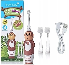 Електрична зубна щітка, 0-10 років - Brush-Baby WildOnes Mya Monkey Sonic Toothbrush — фото N1