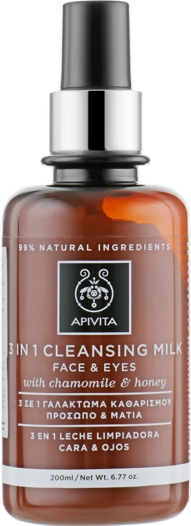 Очищаюче молочко для обличчя і очей, з ромашкою і медом - Apivita Cleansing Milk — фото N1