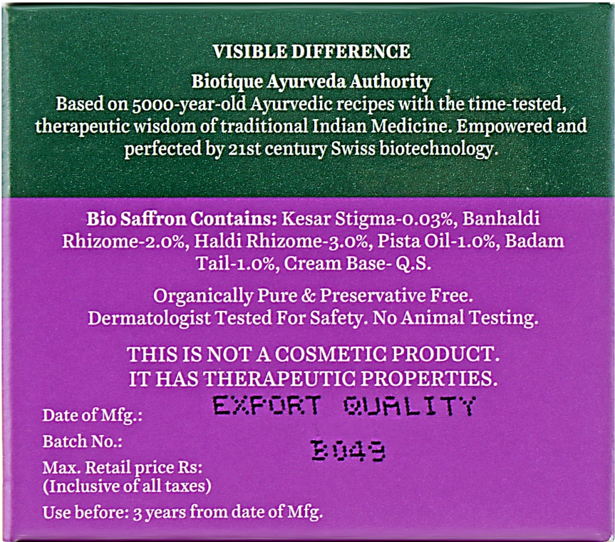 Омолоджувальний крем - Biotique Bio Saffron Dew Ageless Face & Body Cream — фото N3