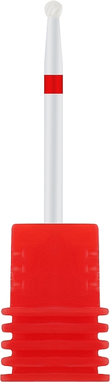 Фреза керамічна "Кулька" F06 15-15, червона насічка - Nail Drill — фото N1