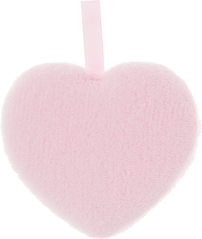 Хлопковый спонж для умывания "Сердечко" PF-37, розовый - Puffic Fashion — фото N1