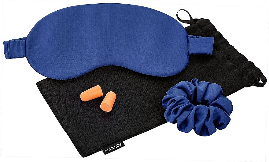 Набор для сна синий в подарочном чехле "Relax Time" - MAKEUP Gift Set Blue Sleep Mask, Scrunchie, Ear Plugs