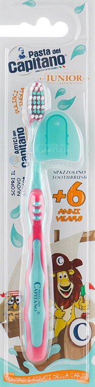 Детская зубная щетка 6+, мягкая, малиновая - Pasta del Capitano — фото N1