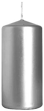 Свічка циліндрична 50x100 мм, сріблястий металік - Bispol — фото N1