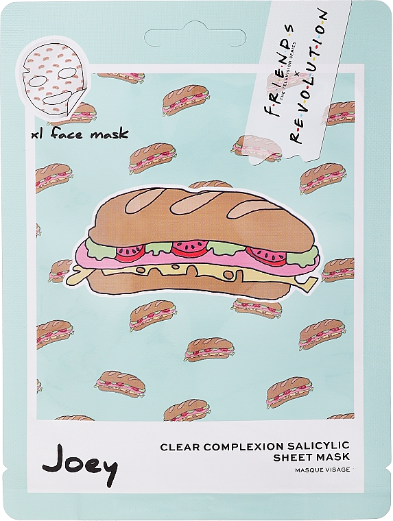 Тканинна маска для обличчя із саліциловою кислотою - Makeup Revolution Friends X Revolution Clear Complexion Salicylic Sheet Mask Joey — фото N1