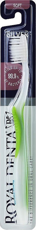 Зубна щітка м'яка з наночастинками срібла, зелена - Royal Denta Silver Soft Toothbrush — фото N1