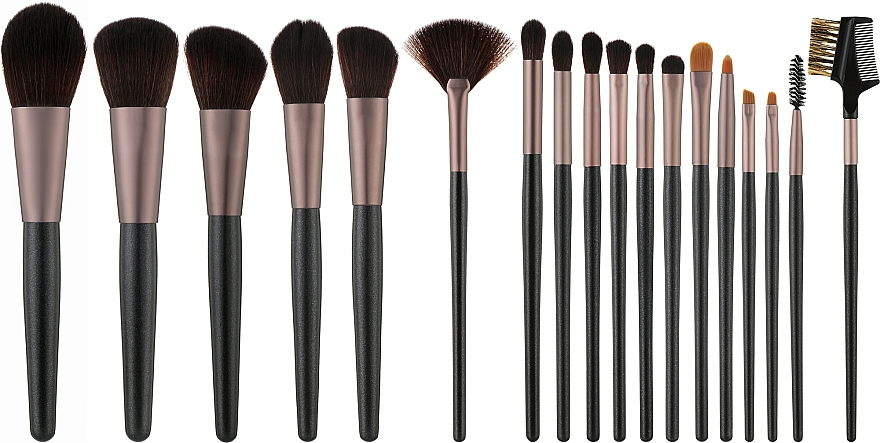 Набір пензлів для макіяжу, 18 шт. - Tools For Beauty MiMo Makeup Brush Black Set