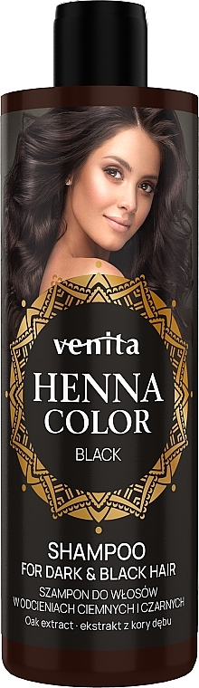 Шампунь для ухода за темными и черными волосами с экстрактом коры дуба- Venita Henna Color Shampoo Black — фото N1