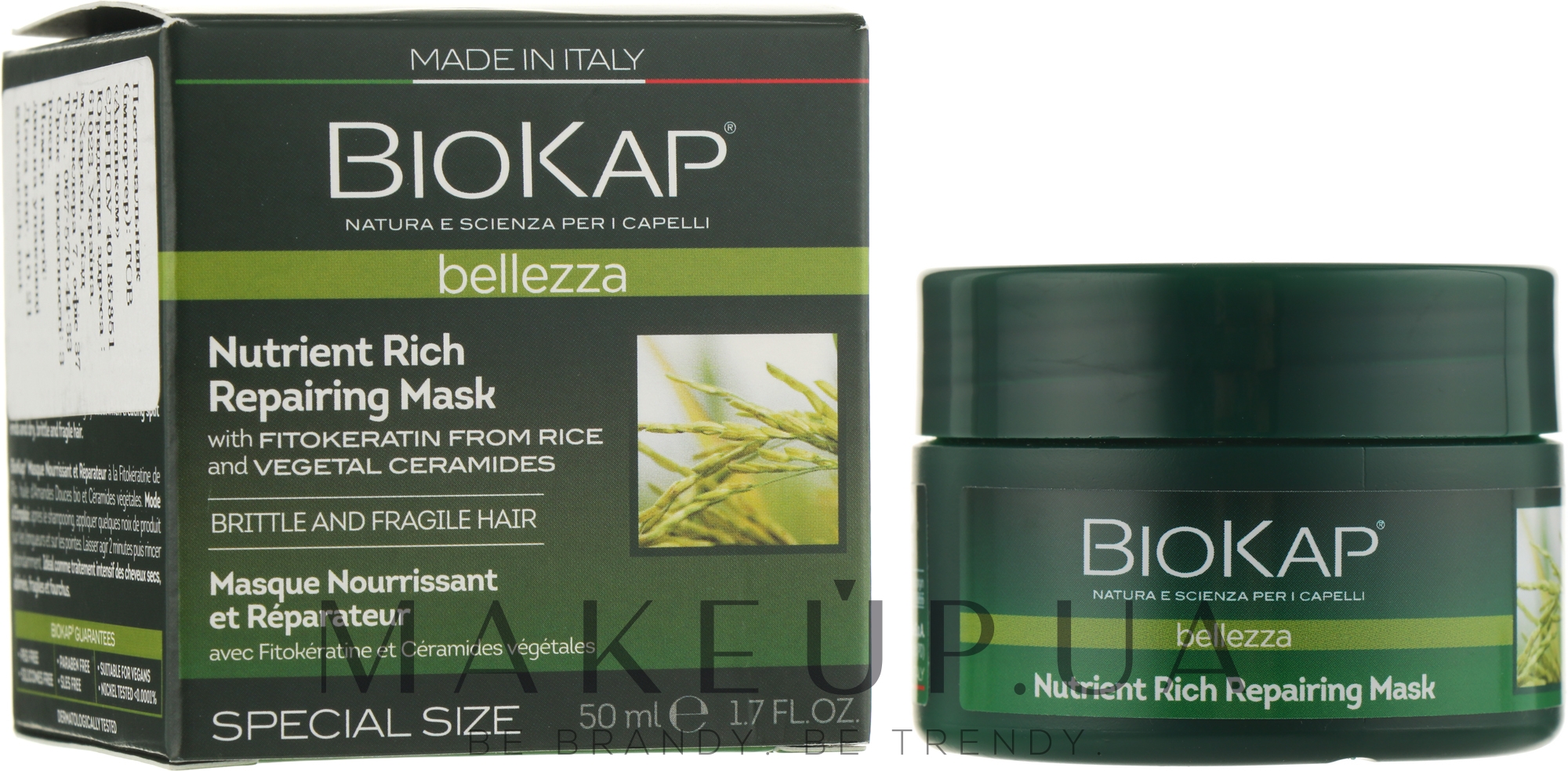 Маска для волос питательная, восстанавливающая - BiosLine BioKap Nutrient-Rich Repairing Mask (пробник) — фото 50ml