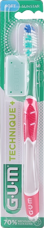 Зубная щетка "Technique+", мягкая, розовая - G.U.M Soft Compact Toothbrush — фото N1