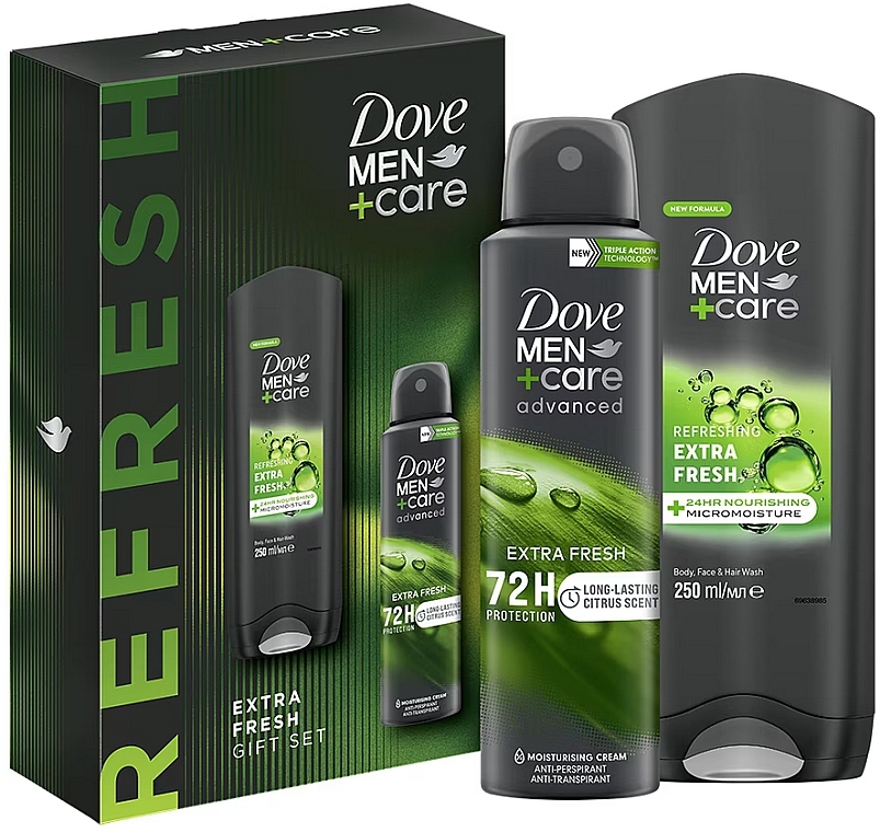 Набір - Dove Men+Care Extra Fresh Care Gift Set (b/f/wash/400ml + deo/150ml) — фото N1
