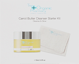 Набор - The Organic Pharmacy Carrot Butter Cleanser Starter Kit (f/butter/10ml + cloth/1pcs) — фото N1