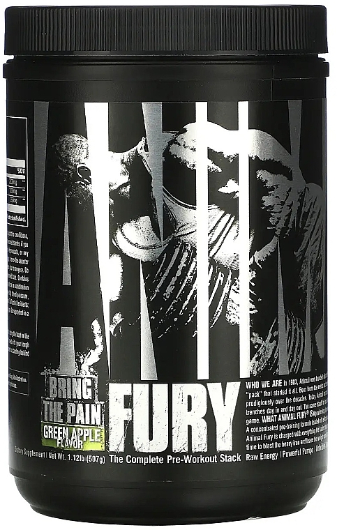 Предтренировочный комплекс, зеленое яблоко - Universal Nutrition Animal Fury Green Apple — фото N1