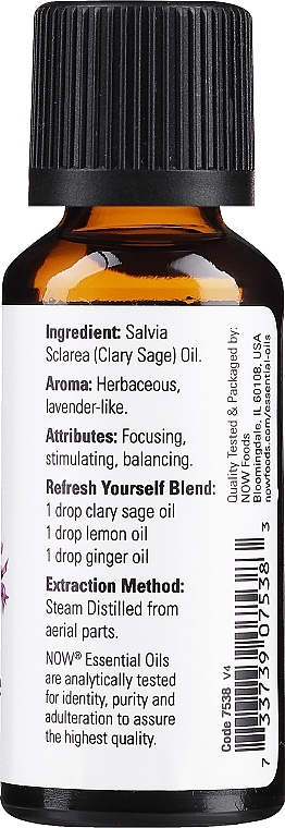 Эфирное масло мускатного шалфея - Now Foods Essential Oils 100% Pure Clary Sage — фото N2
