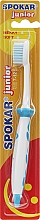 Зубна щітка "J", дитяча від 7 до 12 років, м'яка, з блакитною квіткою - Spokar J — фото N1