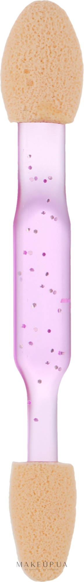 Аппликатор для теней 6,5 см CS08F, прозрачная фиолетовая ручка, белый - Cosmo Shop — фото 10шт