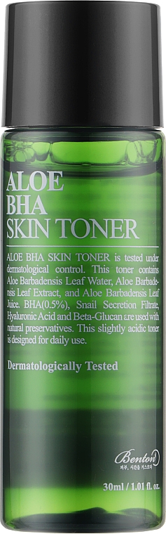 Тонер для обличчя з алое і саліциловою кислотою - Benton Aloe BHA Skin Toner (міні)