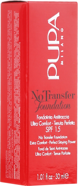 Тональная основа - Pupa No Transfer Foundation — фото N2