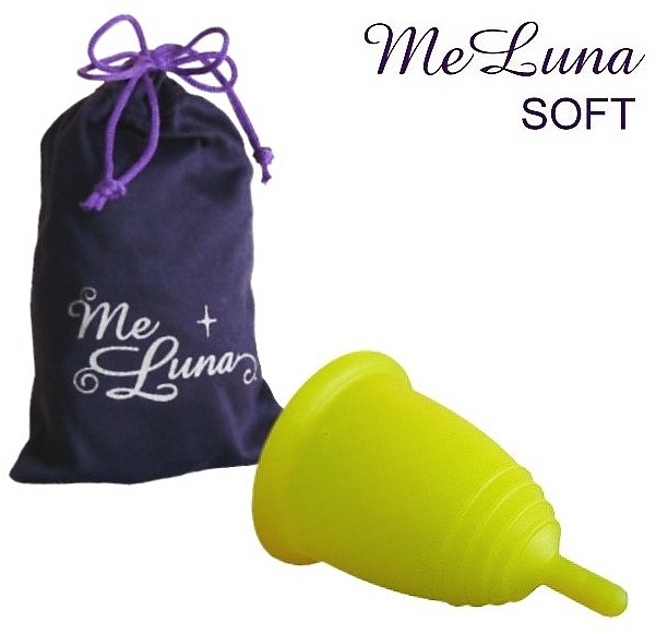 Менструальна чаша з ніжкою, розмір М, жовта - MeLuna Soft Menstrual Cup Stem — фото N1