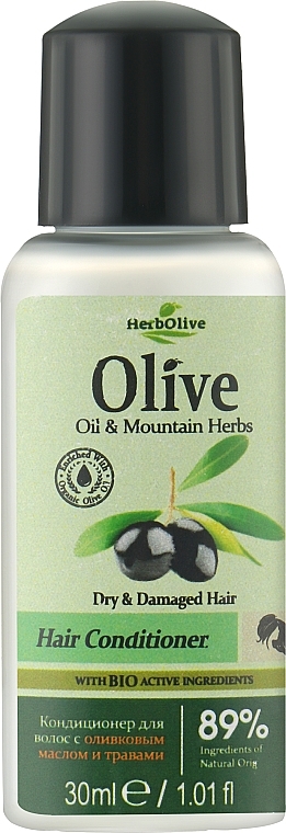 Кондиціонер для волосся на олії оливи з натуральними екстрактами трав - Madis HerbOlive Oil & Mountain Herbs Hair Conditioner For Dry & Damaged Hair (міні) — фото N1