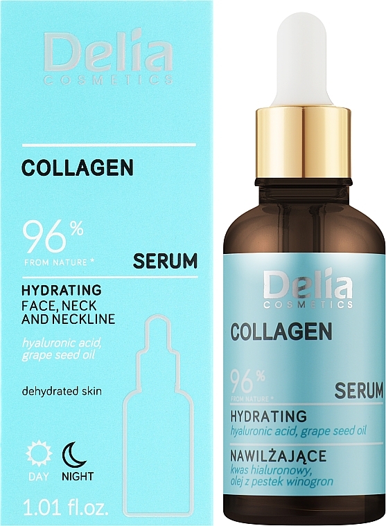 Зволожувальна сироватка для обличчя, шиї й зони декольте з колагеном - Delia Collagen Serum — фото N2