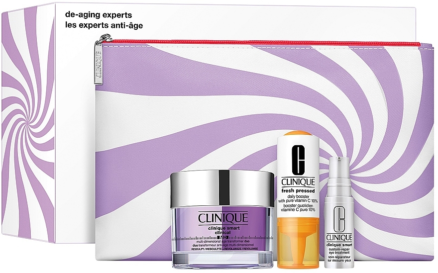 Набор - Clinique De-Aging Experts (cr/50ml + eye/treat/5ml + boost/8.5ml + bag/1pc) — фото N1