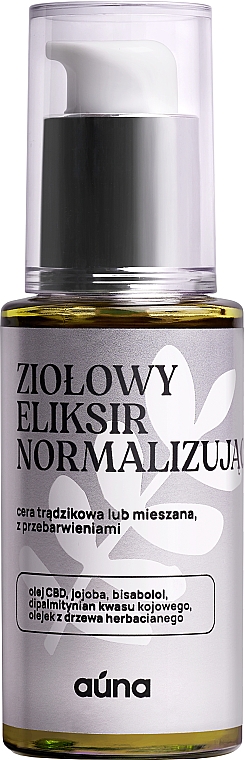 Трав'яний нормалізувальний еліксир для обличчя, з конопляною олією - Auna Herbal Normalizing Elixir With CBD Oil — фото N1