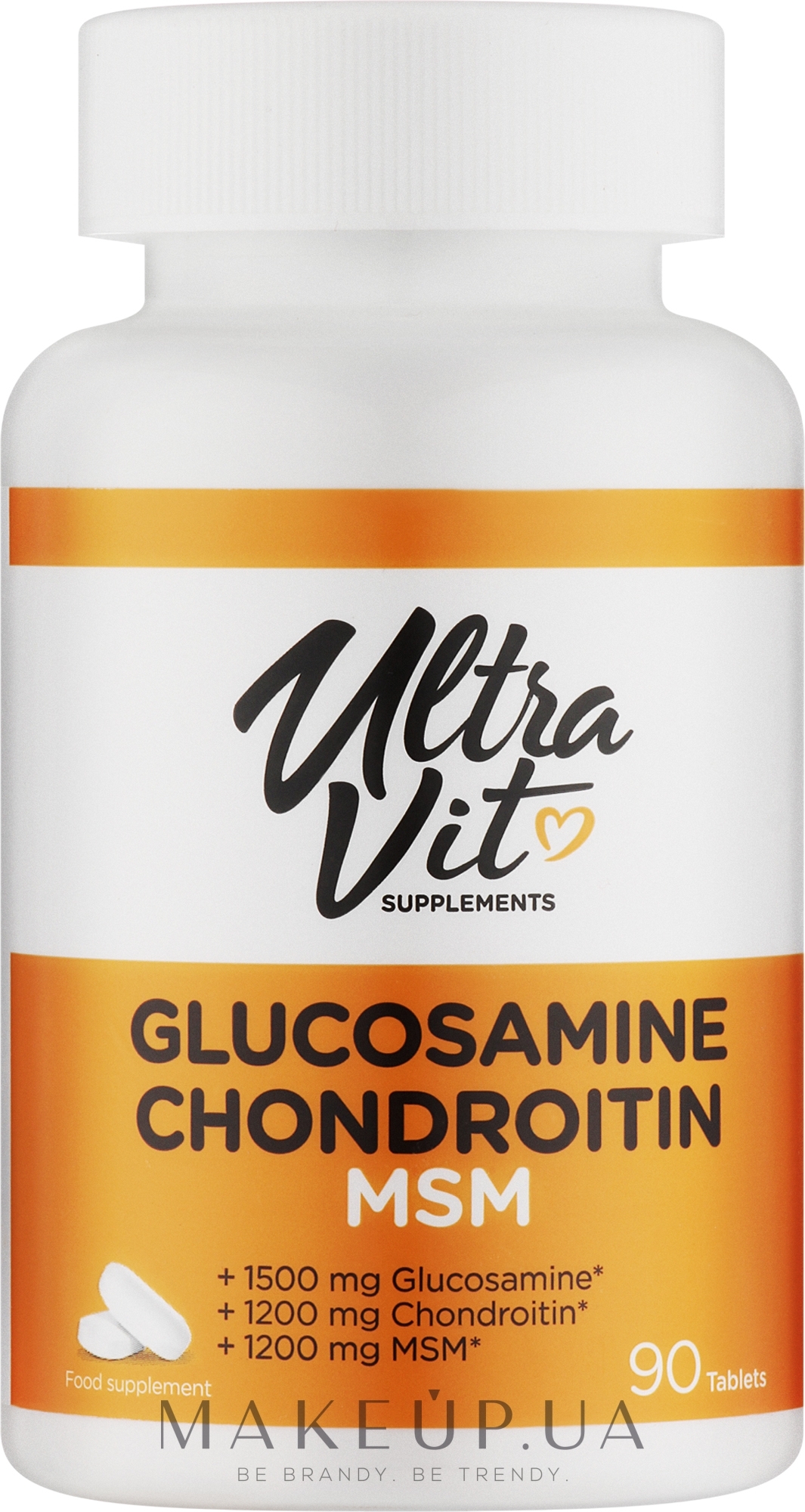 Пищевая добавка "Глюкозамин" - UltraVit Glucosamine Chondroitin MSM — фото 90шт
