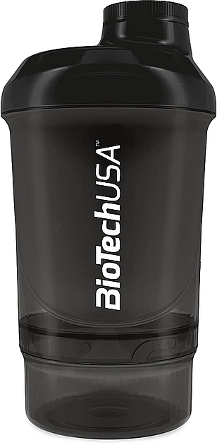 Шейкер 300 мл + відсік 150 мл, чорний - BiotechUSA Nano Shaker Panther Black — фото N1