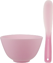 Набір для косметичних продуктів CS095R, миска + лопатка, рожевий - Cosmo Shop — фото N1