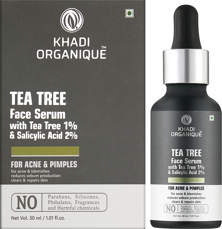УЦЕНКА Увлажняющая антивозрастная сыворотка с маслом чайного дерева - Khadi Organique Tea Tree Face Serum * — фото N2