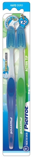 Зубна щітка, тверда, зелена + синя - Pierrot Action Tip Hard — фото N1