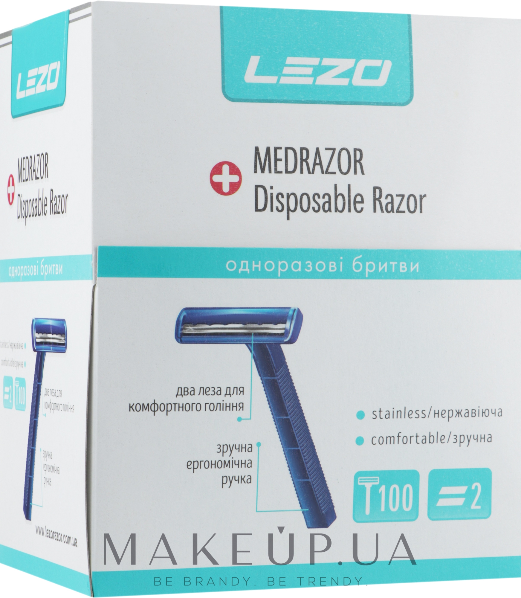 Одноразовий станок для гоління з двома лезами, 100 шт. - Lezo Medrazor Disposable Razor — фото 100шт